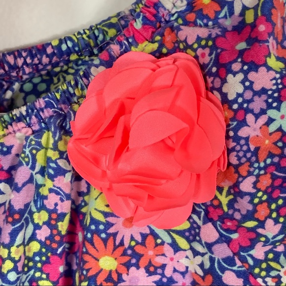 Cherokee Girl's 4T Short Sleeve Purple & Pink Floral Ruffle Dress - Picture 8 of 14